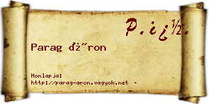 Parag Áron névjegykártya